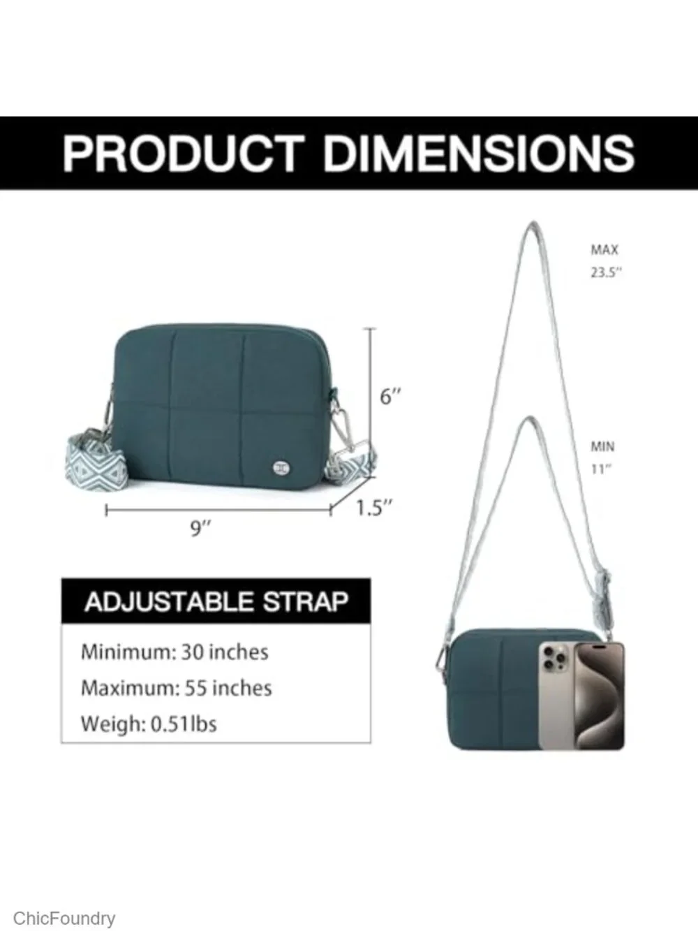 Crossbody Bag with Guitar Strap Lightweight Puffer Shoulder Bag